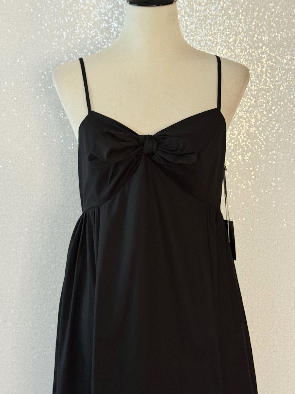 1.STATE Bow Front Cotton Midi Dress Black Lightweight Women’s Size Medium NWT - Picture 9 of 14